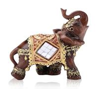 Estatua de elefante Feng Shui, figurita de elefante de la riqueza en resina con vetas de madera para atraer la buena suerte, pequeña escultura de la fortuna para decorar el escritorio o la estantería