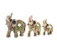 Estatua de Elefante, Figura de Elefante de la Suerte, Estatua de Elefante de Poliresina Verde, Figura de Elefante de la Suerte de Riqueza, Estatua de Resina de Elefante Perfecta para Regalo de(L)