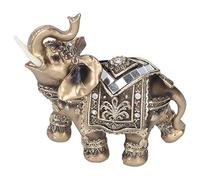 Estatua de Elefante Mesa de Oro Tabla de Resina Ornamento de Mano de Obra única Muebles asiáticos Lindo Asia Muebles Interiores Desktop Regalos Decoración del Paisaje (Medio)