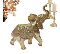 Estatua de elefante para decoración del hogar, decoración moderna de escritorio de resina, figura de elefante negro dorado para el hogar, para dormitorio, sala de estar, baño, oficina, entrada