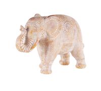 Estatua de elefante tallada con mandala marrón blanco Alt. 28