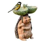 Estatua de erizo - Baño para pájaros 15x10x21cm | Figura de erizo de jardín, con baño para pájaros, escultura de resina, decoración artística para patio, patio trasero, exterior, césped, patiopara us