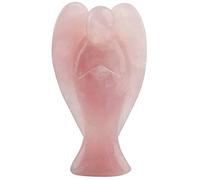 Estatua de estatua del ángel de la estatuilla del ángel de la plataforma del bolsillo de los cuarzo de la rosa de las 3 pulgadas, el cristal de la curación de Reiki