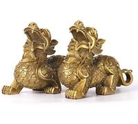 Estatua De Feng Shui Pi Yao Pi Xiu,Figura De La Suerte De La Riqueza Coleccionable,Escultura De Buena Suerte para La Decoración del Hogar Oro 7.1inch