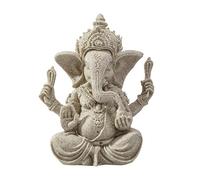 Estatua de Ganesh a de Arenisca 10x13x9cm - Escultura de Elefante Tallada a Mano - Figura Artesanal de Estilo Vintage para Decoración Zen y Meditación