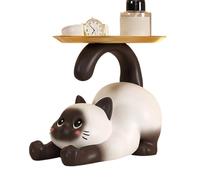 Estatua de gato con compartimento de almacenamiento - Bandeja de caramelos de resina, diseño decorativo | Organizador de decoración del hogar figura de gato para mesa, salón, oficina, regalo, uso