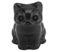 Estatua de Gato de Cristal, Pequeña Figura de Gatito de la Suerte para Decoración del Hogar y la Oficina, 3x2cm (Obsidiana)