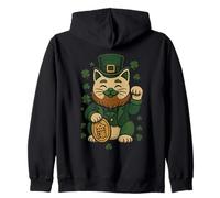 Estatua de Gato del día de San Patricio con trébol de la Suerte para Adultos Sudadera con Capucha