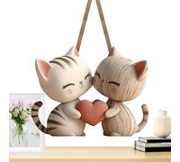 Estatua de gato - Figura de animal de madera plana 2D, bonita escultura de pareja, pieza decorativa hecha a mano, artesanía fina, regalo romántico para bodas, cumpleaños, aniversarios, dormitorio