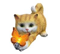 Estatua de gato para decoración de jardín, luz solar para patio al aire libre, adornos de decoración de patio (C)