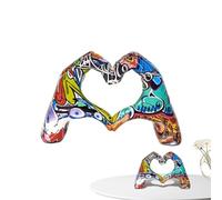Estatua De Gesto De Amor - Mano De Corazón Abstracto | Escultura Colorida De Manos De Corazón | Estatua Del Corazón Del Amor De Graffiti | Esculturas Coloridas De La Mano Del Corazón De La Pintura | F