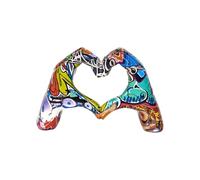 Estatua de gesto de dedo de amor - Escultura de arte pop de manos de corazón | Estilo de colorido, decoración de mesa simbólica para estantes, decoración de oficina y decoración moderna del