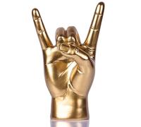 Estatua de Gesto de Roca de Resina Dorada de 7,7 Pulgadas, Escultura de decoración de Escritorio para Amantes de la música de la Cultura Rock, Adecuada para el hogar u Oficina, decoración de repisa