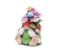 Estatua de gnomo caprichosa única, decoración de jardín para uso en interiores y exteriores, mejora cualquier entorno del hogar (gorra roja)