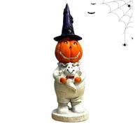 Estatua de Halloween con sombrero - Figuras de calabazas para Halloween y todos los demás en interiores y exteriores - Decoraciones refinadas para fiestas de cocina y salón y casas embrujadas