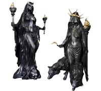 Estatua De Hekate Niktipolos, La Bruja De La Noche, Hekate Phōsphoros, La Portadora De La Luz O Estrella De La Mañana, Diosa Griega De La Magia con Perros, Figura Gótica De Halloween De Resina A