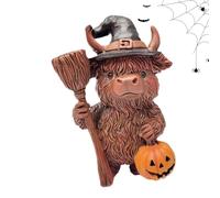 Estatua de Highland, Decoración de Halloween Highland Cow de Resina, Figura Colección Fiesta para Oficina Bandeja Piso Interior Exterior Jardín Fiestas Halloween