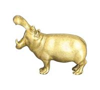 Estatua De Hipopótamo, Acento Artístico Compacto, 2.05x1.18x0.75 Pulgadas, De Mesa De Cobre En Miniatura, Decoración De Figuras De Animales, Elegante Acabado Metálico, Para Exhibición De Estant