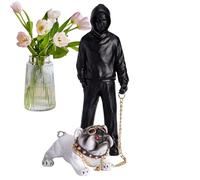 Estatua de Hombre y Perro | Pequeña Estatua de Escritorio - Decoración de Perros | Fina Mano de Obra, Resina de decoración del hogar Craft, una Figura de una Que sostiene un Cachorro, decoraci