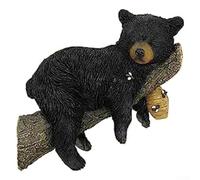 Estatua de jardín de oso negro caprichosa sentada en una rama, adorno de resina hecho a mano para patio trasero, villa, patio, decoración, resistente a la intemperie, figura al aire libre