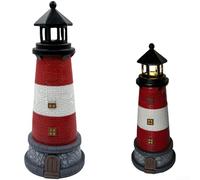 Estatua de jardín de resina alimentada por energía solar, adorno de césped al aire libre de estilo mediterráneo con luz LED automática para decoración de patio, azul y rojo (B)