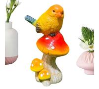Estatua de jardín genérica | Figura de resina realista, resistente a las inclemencias del tiempo, miniatura de estatua de jardín de hongos y pájaros | para cumpleaños, traslado al patio trasero