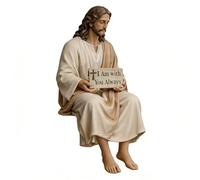Estatua de Jesucristo - Figura de compañero de escritorio de resina religiosa hecha a mano de Jesús | Estoy siempre firma Jesús_Estatua para el hogar, sala de estar, coche, dormitorio, gabinet