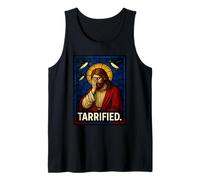 Estatua de Jesucristo TARRIFIED Funny Facepalm Flying Penguins Camiseta sin Mangas