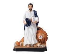 Estatua de Jesús Católica | Decoración de Escritorio Religioso Cristiano de Resina de 15 cm | Figura Religiosa De Jesús Y El León - Para Hogar Dormitorio Oficina Apartamento Iglesia Regalo De Inaugura