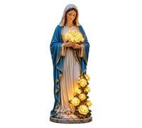 Estatua de Jesús - Estatua de lámparas de jardín, lámpara de mesa devocional LED elegante, figura de corazón sagrado de Jesús, linterna decorativa impermeable de resina | Faroles de decoración al aire