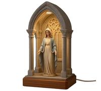 Estatua de Jesús, lámpara LED de oración, imagen elegante y sagrada del Sagrado Corazón de Jesús, estatua de iluminación de nicho de estilo gótico, decoración de lámpara religiosa para el hogar (María