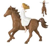 Estatua De Jinete A Caballo - Figura De Niña De Resina De 17 Cm Montando Un Caballo | Elegante Escultura Ecuestre Para Decoración Del Hogar | Artístico De Salto De Obstáculos | Regalo De Escrit