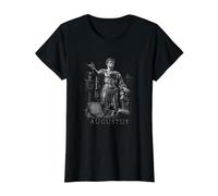 Estatua de la Antigua Roma del Emperador Romano Augustus Camiseta gráfica económica, Mujer, Negro, XL