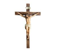 Estatua de la cruz de Jesucristo, figura religiosa de 10 pulgadas, figura de Jesús de resina, estatua de resina para mesa, estantería, pared, iglesia interior, exhibición de Navidad, Pascua