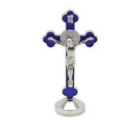 Estatua de la cruz de Jesús de metal, adorno religioso de aleación de zinc, figura de fe decorativa | Escultura de bendición cristiana espiritual, elegante decoración de la cruz de Jesús galvanizada