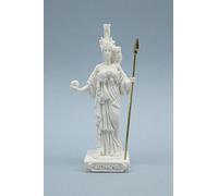 Estatua de la diosa griega Atenea, escultura de alabastro blanco, 16 cm, figura decorativa de mitología clásica