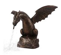 Estatua De La Fuente Del Dragón Al Aire Libre-Característica Agua Del Jardín De Resina Que Fuego | Escultura De Dragones Con Efecto Spray Para El Agua, Paisaje Decorativo Para Patio, Cort
