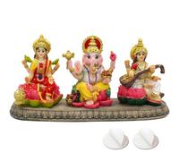 Estatua de la India Laxmi Ganesh Saraswati - 3.9 Pulgadas de Alto, Dios Indio Lakshmi Ganesha Saraswati Idol Figura hindú Diwali Regalos Diwali Decoración Casa Oficina Mandir Templo Pooja Artículo