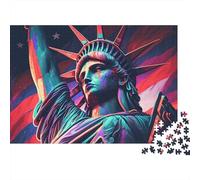 Estatua de la Libertad Arte Abstracto Colorido Puzzle de 1000 Piezas Puzzle para Adultos Papel Relajación Enfoque Decoración Hogar Regalo Familiar 52x38cm/1000pcs