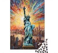 Estatua de la Libertad Arte Ciudad Colorida Puzzle de 1000 Piezas Papel Puzzle para Adultos Puzzle para Toda la Familia Relajación Decoración Regalo 70x50cm/1000pcs