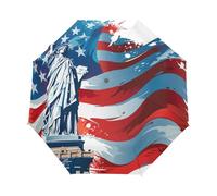 Estatua De La Libertad Bandera Americana Paraguas Plegable Automático Paraguas de Viaje Mujer Niño Niña Protección UV Resistencia Viento Impermeable