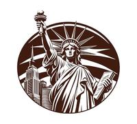 Estatua de la Libertad Calcomanías de pared de PVC 54.6x54.6cm Pintura mural artística Café