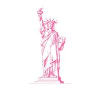 Estatua de la Libertad, caricatura, monumento de Nueva York, símbolo estadounidense, silueta Pegatinas de pared de papel adhesivo 50.4x85.4cm Removible sin dejar pegamento Rosa