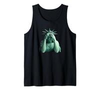 Estatua de la Libertad cubriendo su rostro en vergüenza caos político Camiseta sin Mangas