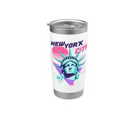 Estatua De La Libertad De La Ciudad De Nueva York Retro Vaporwave Estética Vaso térmico de acero inoxidable de doble pared