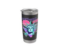 Estatua De La Libertad De La Ciudad De Nueva York Retro Vaporwave Estética Vaso térmico de acero inoxidable de doble pared