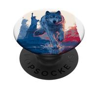 Estatua de la Libertad de Lobo Genial en Colores de América para fanáticos simbólicos PopSockets PopGrip Adhesivo