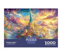 Estatua de la Libertad en una Ciudad de Hadas Puzzle De 1000 Piezas Edificio Landmark Dreamy Puzzles Clásicos para Todas Las Edades 38x26cm/1000pcs