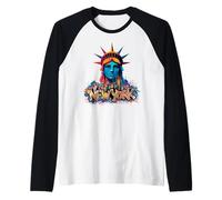 Estatua de la libertad, icono de Nueva York, Estados Unidos, Gotham, diseño Camiseta Manga Raglan