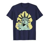 Estatua de la Libertad para Fumar Marihuana Chilling Weed Stoner 420 Camiseta, Hombre, Azul Marino, 3XL